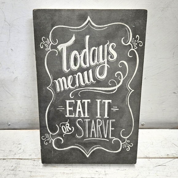 Targa Decorativa In Metallo Vintage 'Today's Menu – Eat It Or Starve', 20x30 Cm, Per Bar E Cucina - 4